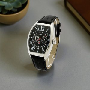 franck muller silver bezel black strap black dial.jpeg