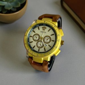 versace man brown belt golden white dial.jpg