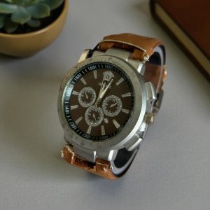 versace man brown belt silver brown dial.jpg